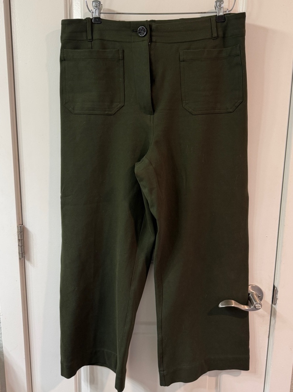 Quince Olive Green Straight-Leg Women's Trousers